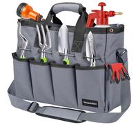 Housolution 14 Pouces Sacs Porte-Outils en Polyester 900D, Sac de Rangement Fourre-Tout de Jardin avec Bandoulière Réglable et Poignée, Sac d'Organisateur d'Outil de Jardin avec Poches, Gris