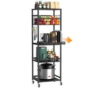 Housolution Chariot Roulant de Cuisine à 5 Niveaux, Chariot de Rangement avec Panier Métal et Organiseur De Planche à Découper Amovible, Étagère de Stockage pour Cuisine, Garde-Manger, Salle de Bain