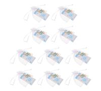 Housoutil 10 Ensembles Lot de Sets de Porte-clés Empreintes en Métal Bleu avec Étiquettes de Remerciement et Pochettes Organza pour Fête Prénatale et Gender Reveal Party