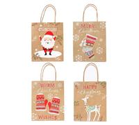 Housoutil 12 Paquet en Papier Kraft de Noël 23x18x10 Cm, Paquet Présents Portables pour Pudding, Design Festif pour Fêtes et Présents Plusieurs styles