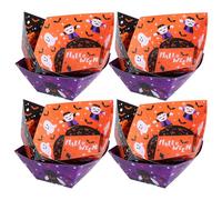 Housoutil 12 Pièces Boîte à Goûter en Carton Blanc Thème Halloween Design Citrouille et Araignée, Récipient pour Fête D'halloween et Collations Festives