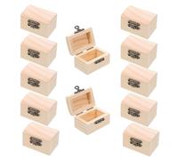 Housoutil 12pcs Mini Coffre au Trésor en Bois Non Finition avec Couvercle à Charnières et Fermoirs de Verrouillage, Coffret Réutilisable pour Organisation de Bureau