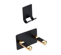 Housoutil 1ensemble Support Mural pour Sèche-Cheveux Fer Forgé Noir et Or Rangement Pratique et Polyvalent pour Salle de Bain Porte-sèche-Cheveux sans Perçage Organisateur Mural