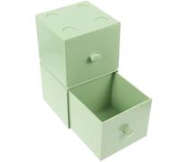 Housoutil 2 Pièces Boîte de Rangement à Tiroirs Empilable en PS Vert Clair pour Maquillage et Bijoux, Capacité Adaptée, Protège Poussière, Petite Poignée Pratique pour Bureau ou Salle de