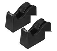 Housoutil 2 Pièces Dévidoir de Ruban Adhésif Noir Double Taille avec Base Antidérapante, Distribution Précise et Recharge Facile pour Bureau et École
