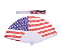 Housoutil 2 Pièces Éventail Pliant Léger en Tissu et Plastique Motif Drapeau Américain pour Décoration Patriotique du 4 Juillet, Portable Restaurants et Fêtes