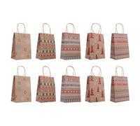 Housoutil 20 Sachets Présents en Papier Kraft pour Noël, Pochette de Bonbons, Paquet de Rangement, Lot de 20, pour Fêtes D'garçon et Filles et Présents Couleur Aléatoire