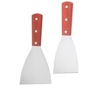 Housoutil 2pièces Spatule à Steak Inoxydable avec Manche Bois Résistant Chaleur Pelles de Cuisine Antiadhésives à Bords Biseautés pour Flipper Burgers Crêpes Omelettes Grandes et Petites