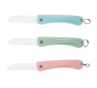 Housoutil 3 Pièces Couteau en Céramique Pliable Gadget Ménager Pratique pour Fruits et Légumes et Manche en PP sans Besoin D'aiguisage, Lame en Céramique Couleur Aléatoire Cuisine et