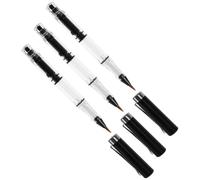Housoutil 3 Pièces Pinceau à Encre pour Croquis, Pinceau de Peinture Chinois Traditionnel à Remplissage par Piston, Pointe Souple en Nylon Résistante, Abs, Noir, Rechargeable,