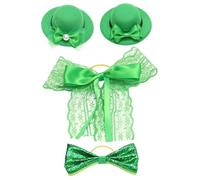 Housoutil 4 Pièces Mini Chapeaux Verts pour Bouteilles de Vin Saint-Patrick, Lot de 4 Pièces en Matériau Souple, Accessoires Décoratifs pour Fête et Décoration de Table, 8X8X2,8 CM et 10X6