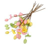 Housoutil 9 Pièces Branche Artificielle Œufs de Pâques Tiges Colorées Rose Vert Jaune Décorations Saisonnières pour Centre de Table Bouquet DIY et Fournitures de Fête