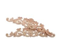 Housoutil Appliques Décoratives en Bois Vintage 2pcs pour Portes et Meubles, Autocollant Bois Beige Sculpté de Fleur Allongée pour Décoration Intérieure DIY