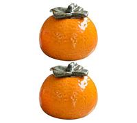 Housoutil Bocal à Goûter en Céramique Orange 2pcs, Pot de Rangement Facile à Nettoyer Couvercle, Décoration Élégante Style Nordique pour Maison et Hôtel