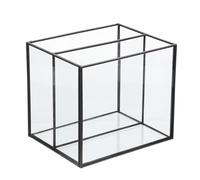 Housoutil Boîte de Rangement Cosmétique Noire en Laiton et Verre, Organisateur Multifonction pour Cosmétiques et Bijoux, Rangement à Domicile