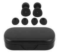 Housoutil Bouchons D'oreilles en Silicone Souple Noir Livrés avec Étui de Rangement Bruit, Forme Incurvée Confortable pour Voyageurs et Concerts