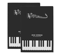 Housoutil Cahier à Feuilles Vierges 2 Livres 16 Pages A4 Papier Noir pour Musique avec Cinq Lignes, Design Compact et Organisation Pratique pour Étudiants et Pianistes à Domicile L'école