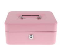 Housoutil Coffre-fort pour Objets de Valeur, Boîte de Rangement D'argenté en Fer Rose avec Serrure et Clé, Multi-compartiments avec Plateau, pour Voyage et Dortoir