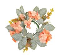 Housoutil Couronne de Bougies D'hortensia et Eucalyptus Artificiels, Anneau de Chandelier en Plastique et Tissu Soie, Décor Réaliste pour Centre de Table Mariage et Décoration Intérieure