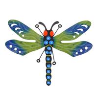 Housoutil Décoration Murale Libellule en Métal Vert, Ornement Suspendu Artisanal pour Jardin, Balcon et Salon, Sculpture Décorative Résistante pour Extérieur, Art Mural Original pour Patio