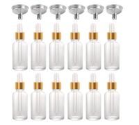 Housoutil Flacons Compte-gouttes Flacons Rechargeables en Verre 30ml Lot de 24 avec 6 Entonnoirs Inox Bouchon Anti-fuite pour Huiles Essentielles et Voyage