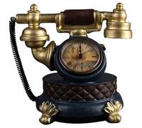 Housoutil Horloge de Bureau Vintage en Résine Dorée Modèle Téléphone de Simulation Décoratif pour Table de Nuit Style Artistique et Décoration Photo