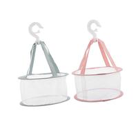Housoutil Lot de 2 Paniers à Linge Suspendus 20 CM en Maille Respirante pour Séchage Rapide de Beauté Couleurs Rose Clair et Vert Matcha Séchoirs Pliables pour Intérieur et Extérieur