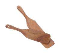 Housoutil Lot de 2 Spatules en Bois Massif Long Manche Élégant, Spatule Plate Polyvalente pour Cuisson et Friture, Facile à Nettoyer, Accessoire Cuisine Européenne