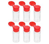 Housoutil Lot de 6 Pots à Condiments en Plastique Rouge, Petit Format pour Rangement D'épices, Poivrières Multifonctions Cuisine et Assaisonnement
