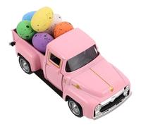 Housoutil Modèle Camionnette en Métal Rétro Rose avec Œufs de Pâques, Décoration Vintage pour Maison et Bureau, Voiture pour Garçon et Filles, Décor de Mini Camion Collection Artisanale