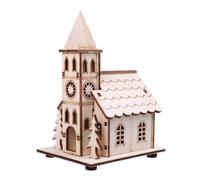 Housoutil Ornement Lumineux en Bois de Petite Maison, Décoration de Noël Créative et Légère, pour Fêtes d'hiver et Décorations de Bureau