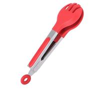 Housoutil Pince Alimentaire 1pc Résistante Chaleur en Acier Inoxydable Embouts en Silicone Antidérapants Rouge Cuisine Toast