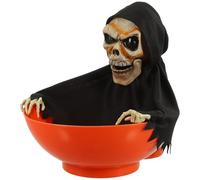 Housoutil Plat à Bonbons D'halloween Ambiance Festive en Plastique avec Lumière et Son, Bol Squelette Animé pour Décoration Intérieure et Scène Halloween