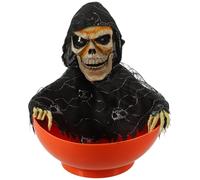 Housoutil Plat D'halloween Électrique avec Lumière et Son, Bol Décoratif en Plastique à Thème Squelette pour Bureau et Jardin Extérieur, Ambiance Festive Garantie