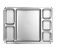 Housoutil Plateau Divisé En Acier Inoxydable, Plateau Repas Enfant Inox, Compartiment Plateau 6 Compartiments Pour Cantines Scolaires, Restaurants D'entreprise, Ameublement De La Maison