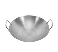 Housoutil Poêle à Frire Antiadhésive en Acier Inoxydable Fond Plat 28 CM pour Camping et Barbecue, Wok Traditionnel Chinois pour Plaque Électrique