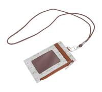 Housoutil Porte-badge en Cuir Pu Poche Détachable et Protège-cordon, Support pour Cartes Bus et Employés, Lanière Amovible, Style Chic et Fonctionnel