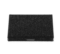 Housoutil Porte-Cartes de Visite Scintillant, Étui Porte-Cartes de Visite Orné de Cristaux, Acier Inoxydable, Noir, 9,90x6,90x1,55cm, Accès Rapide, Déplacements Quotidiens et Networking