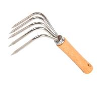 Housoutil Râteau à Coquillages Robuste en Bois et Acier Inoxydable, Outil de Plage à 5 Dents pour Creuser et Collecter Fruits de Mer en Extérieur