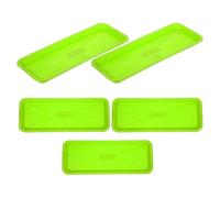 Housoutil Soucoupe Rectangulaire 5 Pièces en Plastique PP | Bord Peu Profond pour Retenir la Terre Renversée, Surface Lisse, Coloris Vert, Usage Intérieur ou Patio