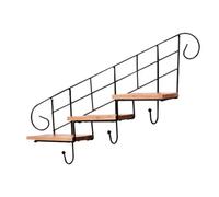 Housoutil Support Mural en Fer Forgé Noir sans Perçage Crochet Suspendu pour Plantes et Cadres Photo, Étagère Rustique Vintage pour Bureau et Couloir