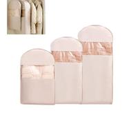 Housse à vêtements suspendue peu encombrante avec fermeture éclair auto-compressante, housse anti-poussière pour doudoune (3 pièces) (3 Pcs-Pink)