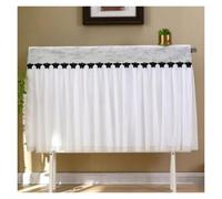 Housse Cache-Radiateur Chenille & Voile Anti-suie, Volants Dentelle Velcro | Protège Mur & Décoration, Cache Tuyaux Moches, Pour Radiateurs Anciens en Fonte, Chaleur Sûre(Gray,L 130cm/4.27ft)