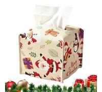 Housse Carrée pour Boîte à Mouchoirs Noël Distributeur Facial en Cuir PU | Support Carré pour Boîte à Mouchoirs 13x13x14 cm Imprimé Père Noël Bonhomme de Neige d'Épices Chambre, coiffeuse,