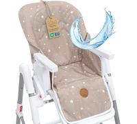 Housse chaise haute bebe - coussin assise pour bébé confortable coussins et housses pour chaises enfant avec un revêtement imperméable stable certificat Oeko-Tex Beige avec étoiles blanches