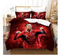 Housse Couette - Cristiano Ronaldo - 3D Imprimé - Multicolore - Rouge - Synthétique