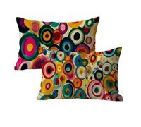 Housse Coussin 30x50 Couleur Cercle Motif Housse Coussin Exterieur Lot de 2 Rectangulaire Velours Decoration Taie d'oreiller avec Fermeture éClair Invisible, Canapé Chambre Taie d'oreiller L-17