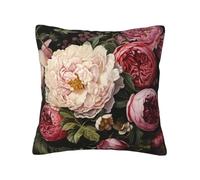 Housse Coussin 40x40 cm Lot de 2 Housses de Coussin Pivoine en Velours Carré Taie d'oreiller Housse de Coussin Végétative Doux Coussin Canape Decoration Maison pour Salon Chambre Canapé déco -TR276