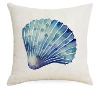 Housse Coussin 40x40 Shell Bleu Violet Coussin Canape Lin Respirante Lavable Taie Oreiller et Extérieur pour Salon Jardin Balcon Facile à Nettoyer