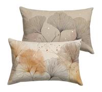 Housse Coussin 40x70cm Crème Coussin Canape Feuille Housse Coussin 2 Pièces Doux Taie en Velours Decoratif D'oreiller, Impression Double Face D'automne Décoration, Chambre Jardin Terrasse Y-P1177